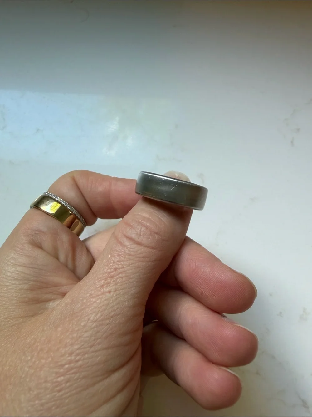 Oura Ring Gen 3 Horizon Titanium, Brushed Silver, size 8 June 2025
